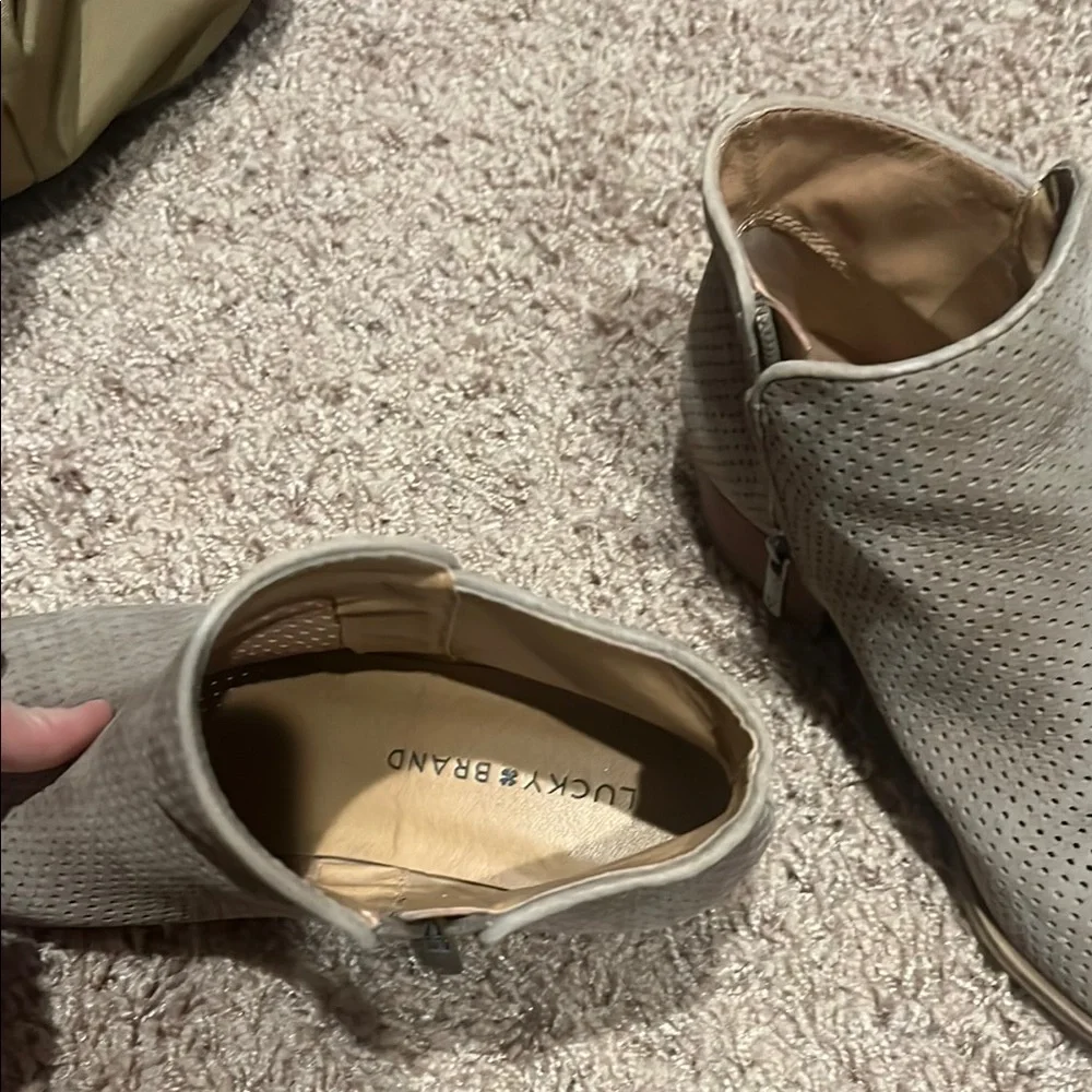Lucky Brand Perforated Taupe Ankle Boots - Picture 4 of 4